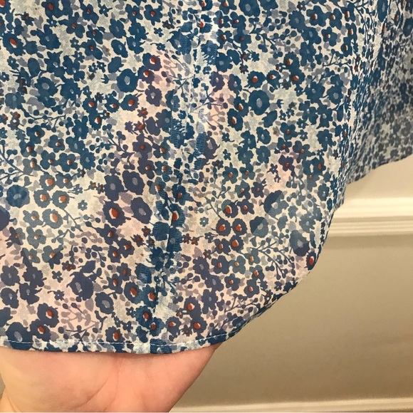 NWT Derek Lam Silk Cold Shoulder Blouse 2 blue red white - Picture 9 of 15